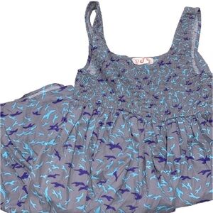 OP girls bird print smocked dress size 7/9